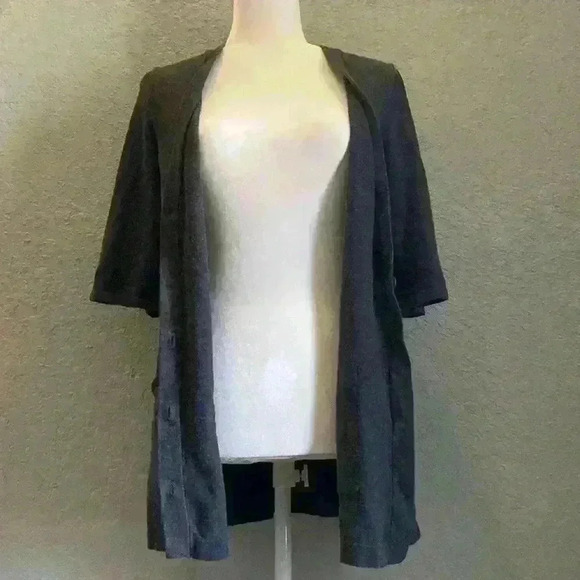 J.Jill Cardigan Cashmere Charcoal Grey Petite Small Academia Office Teacher - Picture 7 of 11